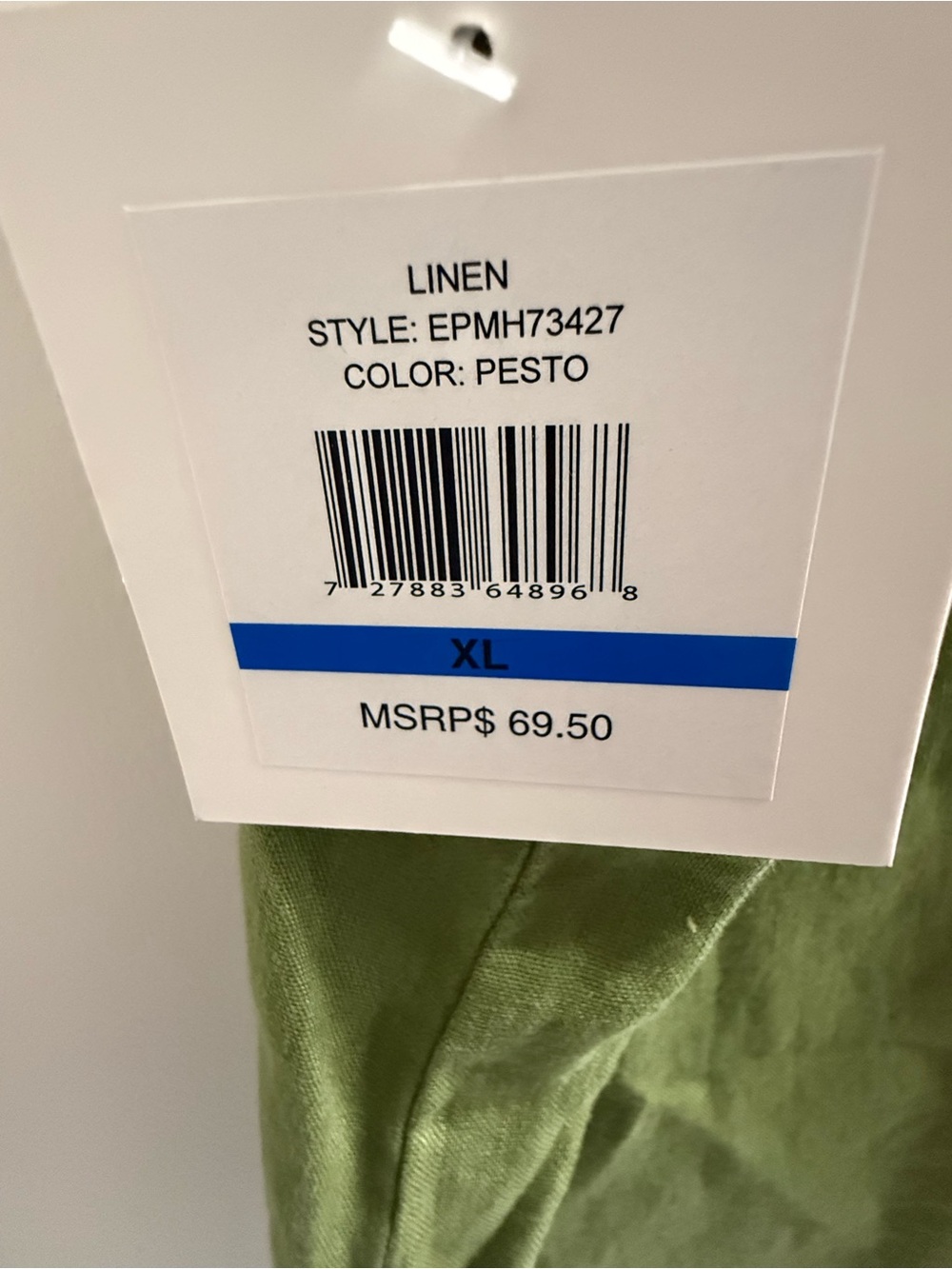Ellen Tracy Olive Green Linen Sleeveless Tie-Front Tunic - Picture 4 of 4